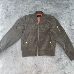 Olive Green & Gold Bomber Jacket